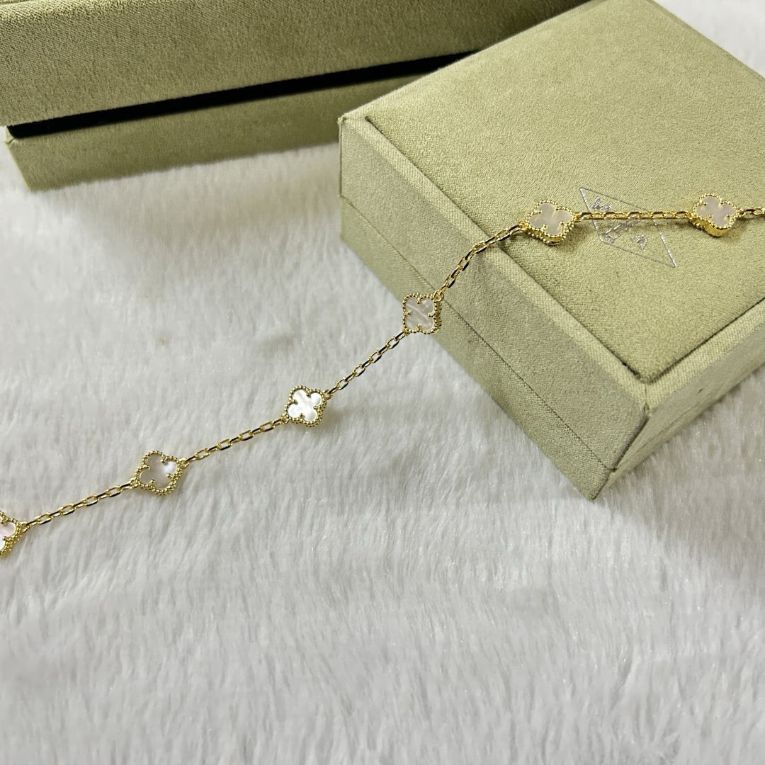 [Rosla]CLOVER 6 MOTIF WHITE MOP BRACELET