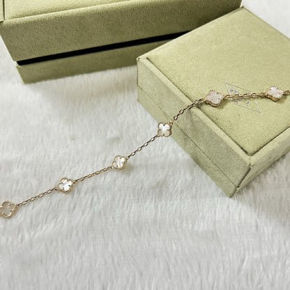 [Rosla]CLOVER 6 MOTIF WHITE MOP BRACELET