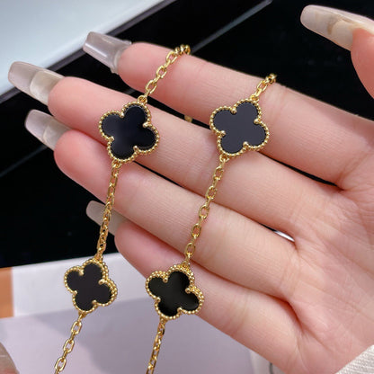 [Rosla]CLOVER 10 MOTIFS ONYX NECKLACE