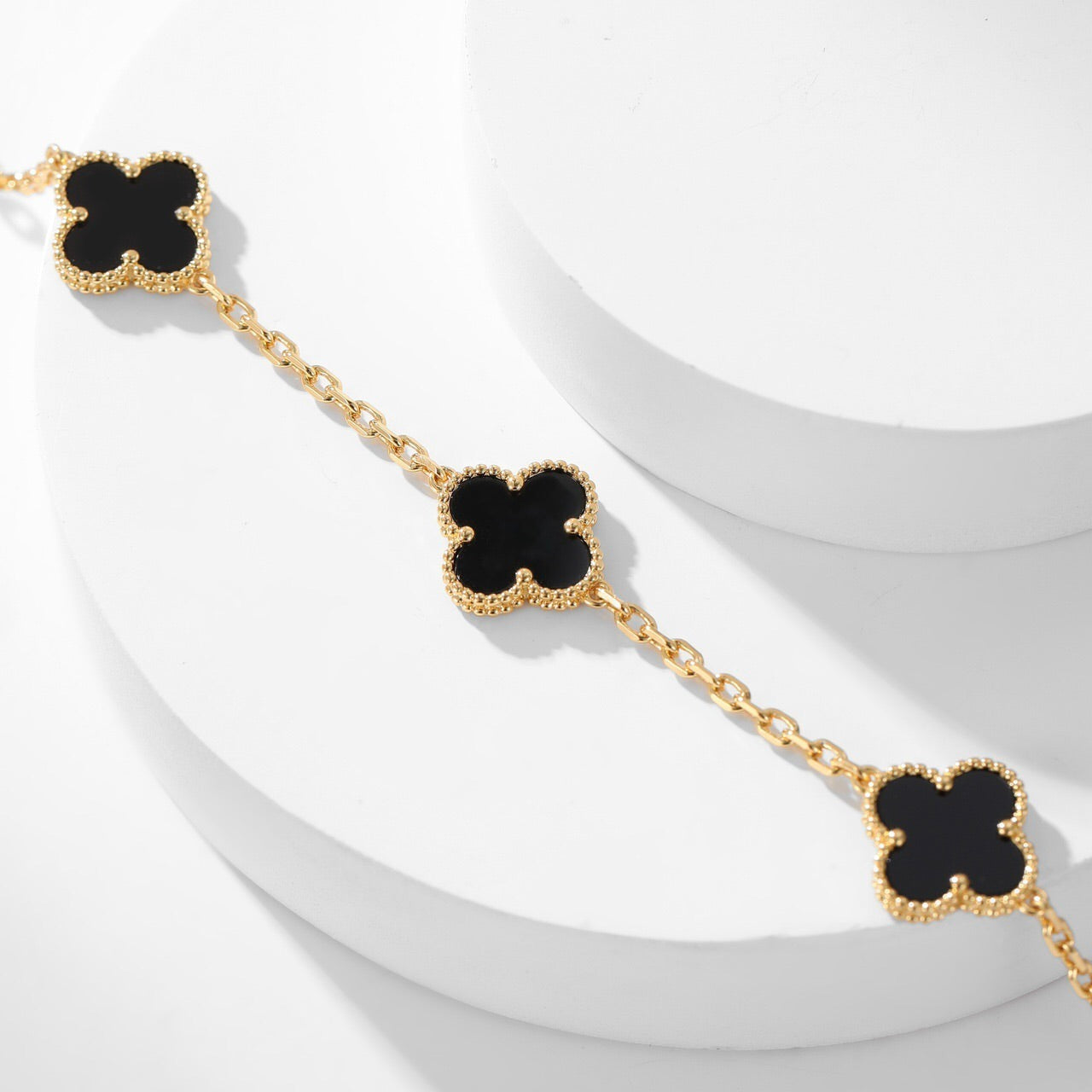 [Rosla]CLOVER 10 MOTIFS ONYX NECKLACE