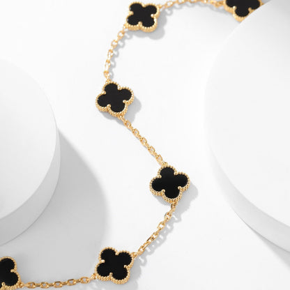 [Rosla]CLOVER 10 MOTIFS ONYX NECKLACE