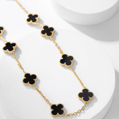 [Rosla]CLOVER 10 MOTIFS ONYX NECKLACE