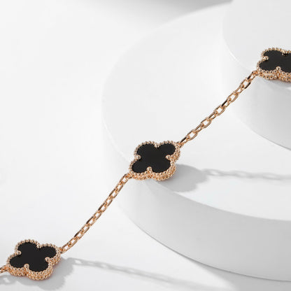 [Rosla]CLOVER 10 MOTIFS ONYX NECKLACE