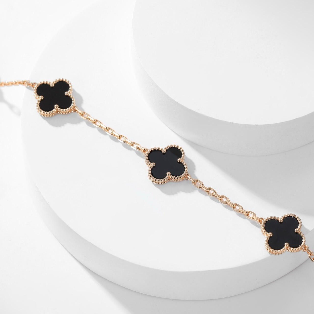 [Rosla]CLOVER 10 MOTIFS ONYX NECKLACE