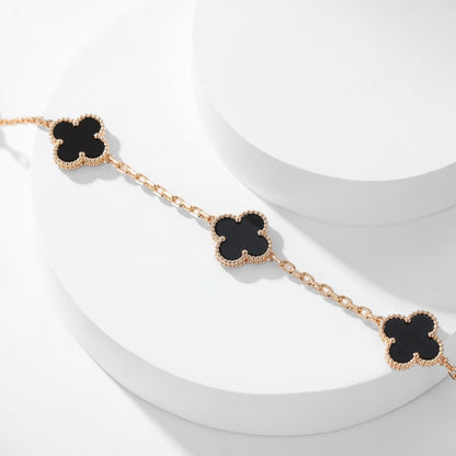 [Rosla]CLOVER 10 MOTIFS ONYX NECKLACE