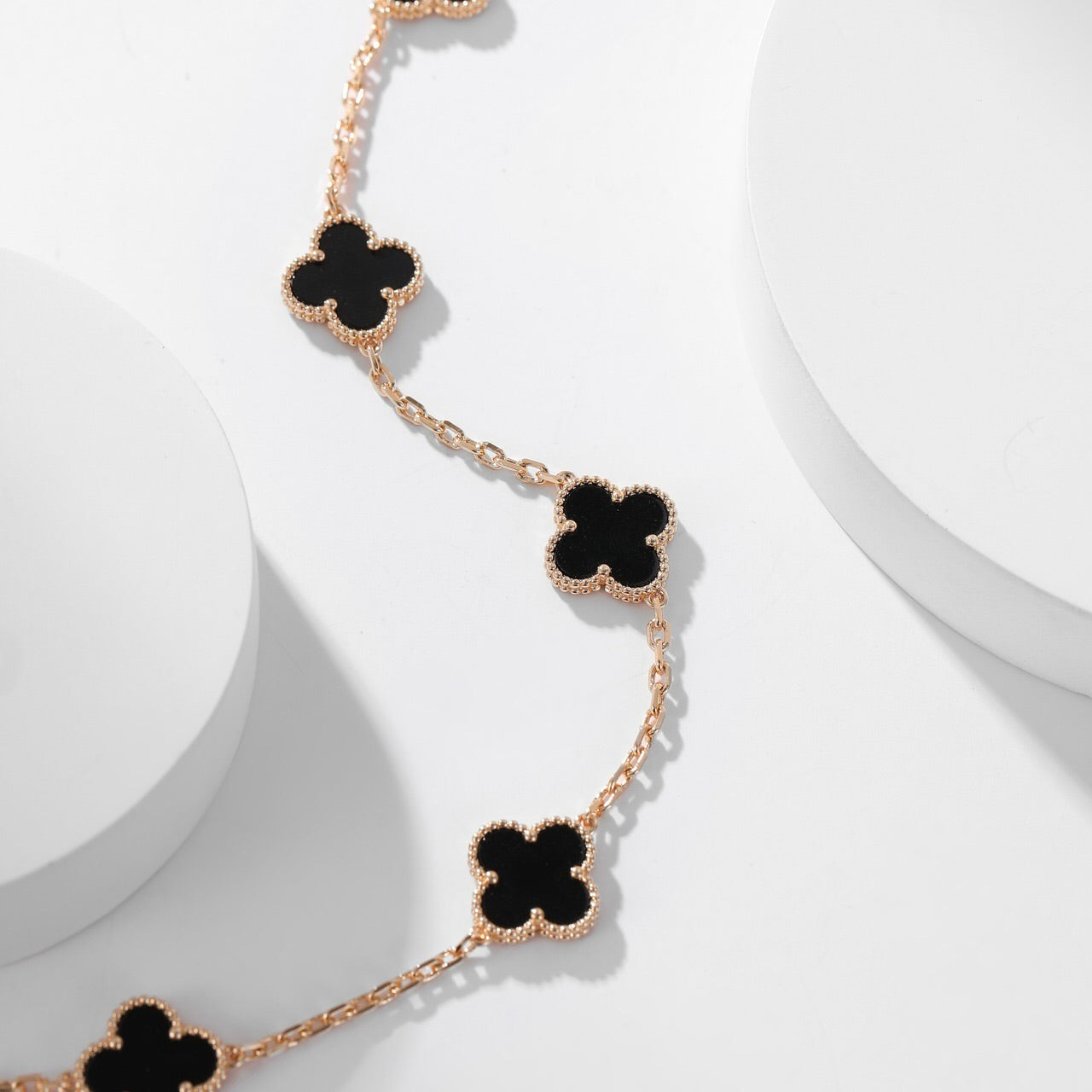 [Rosla]CLOVER 10 MOTIFS ONYX NECKLACE