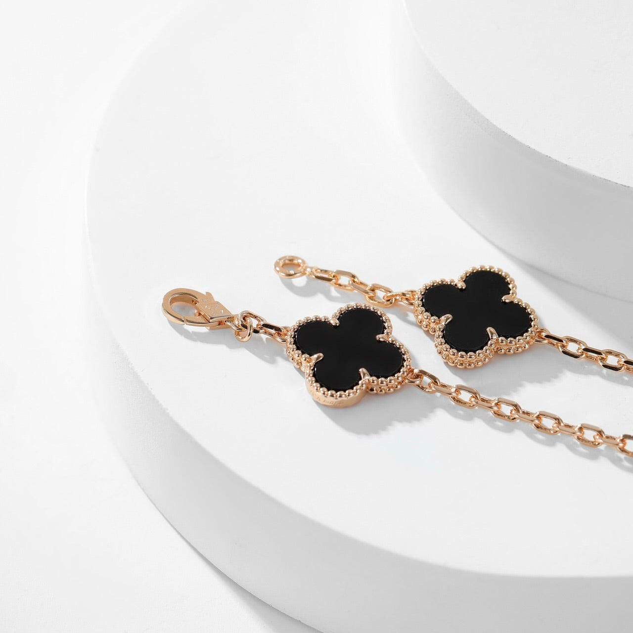 [Rosla]CLOVER 10 MOTIFS ONYX NECKLACE