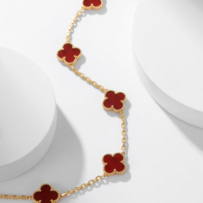[Rosla]CLOVER 10 MOTIFS CARNELIAN NECKLACE