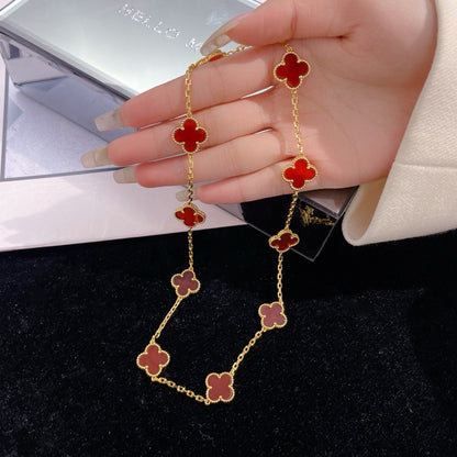 [Rosla]CLOVER 10 MOTIFS CARNELIAN NECKLACE
