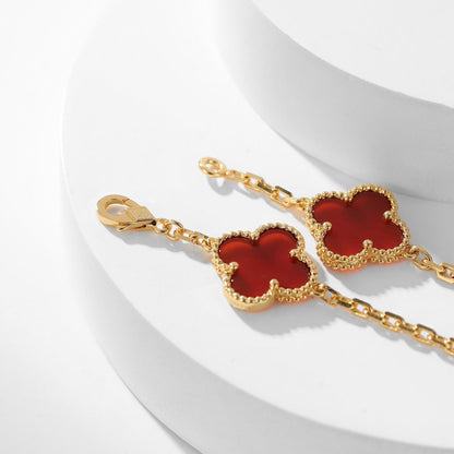[Rosla]CLOVER 10 MOTIFS CARNELIAN NECKLACE
