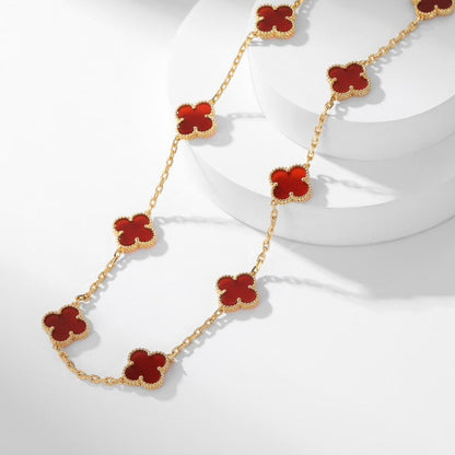 [Rosla]CLOVER 10 MOTIFS CARNELIAN NECKLACE