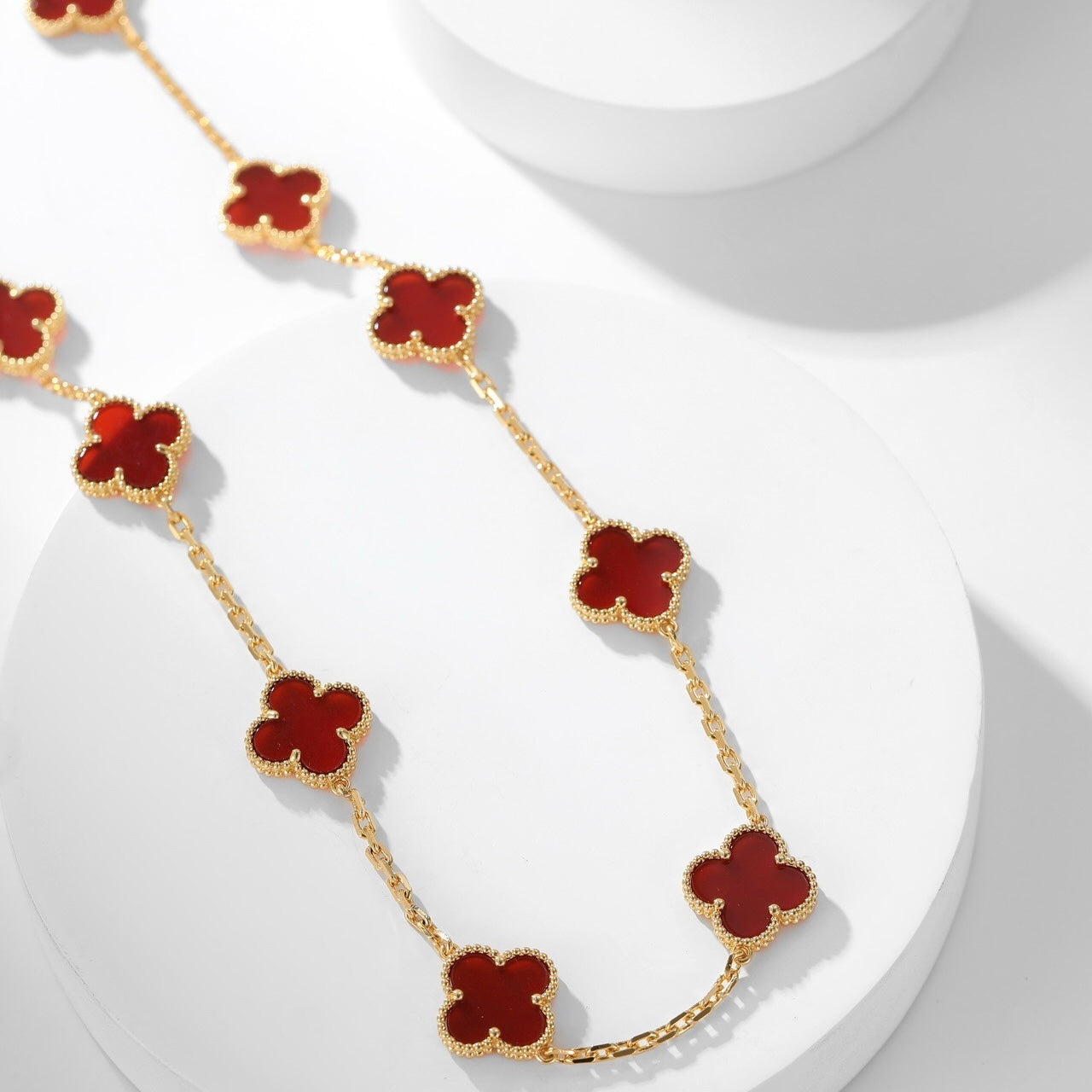 [Rosla]CLOVER 10 MOTIFS CARNELIAN NECKLACE