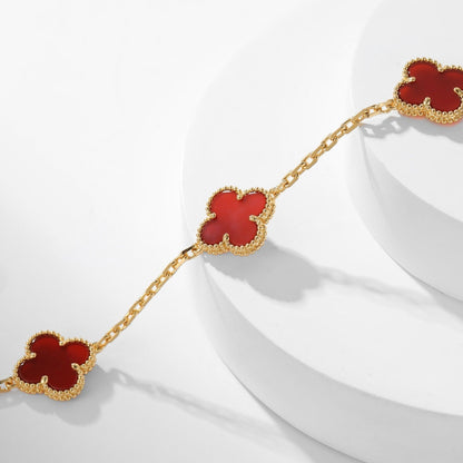 [Rosla]CLOVER 10 MOTIFS CARNELIAN NECKLACE