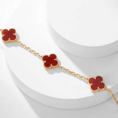 [Rosla]CLOVER 10 MOTIFS CARNELIAN NECKLACE