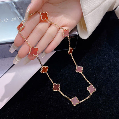 [Rosla]CLOVER 10 MOTIFS CARNELIAN NECKLACE