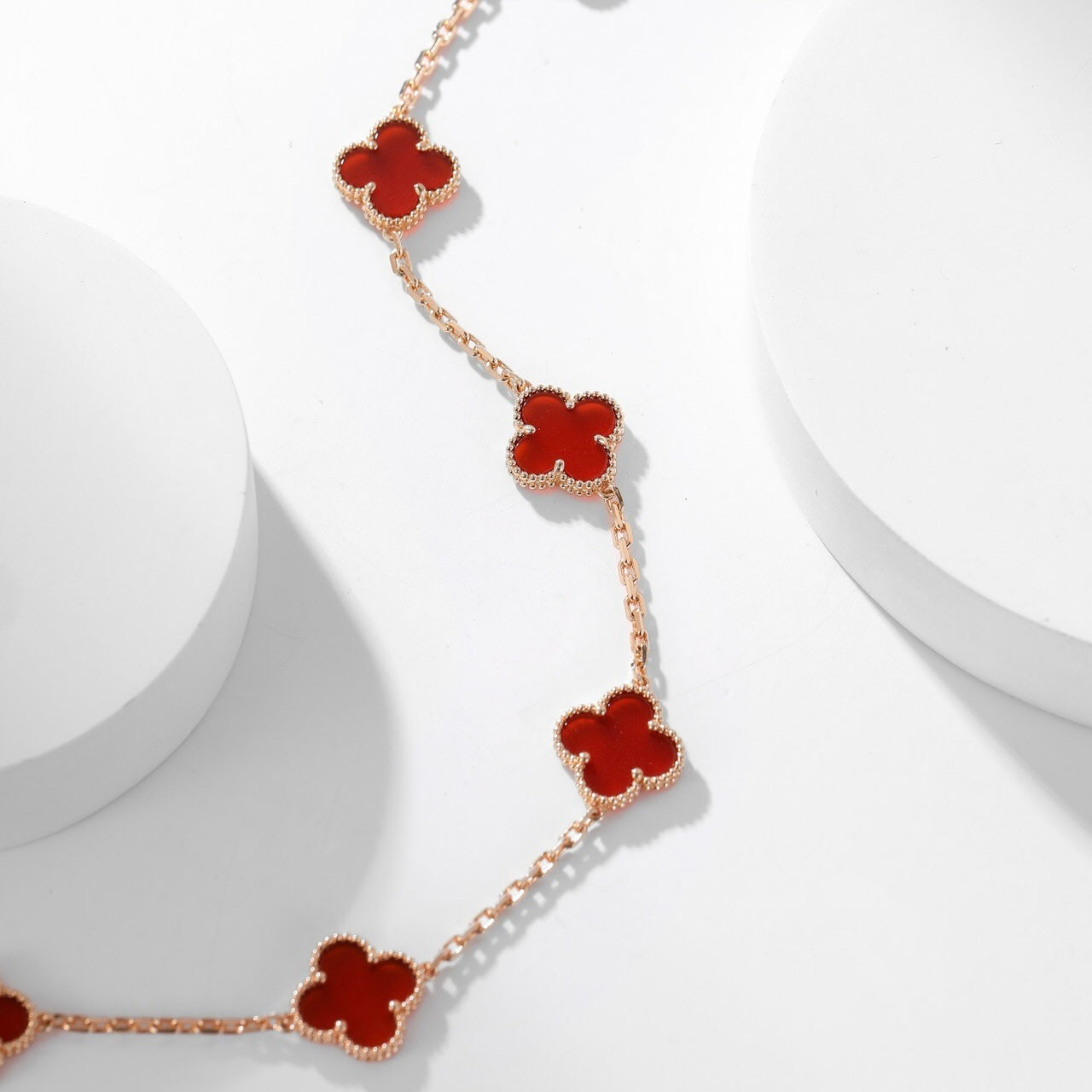 [Rosla]CLOVER 10 MOTIFS CARNELIAN NECKLACE