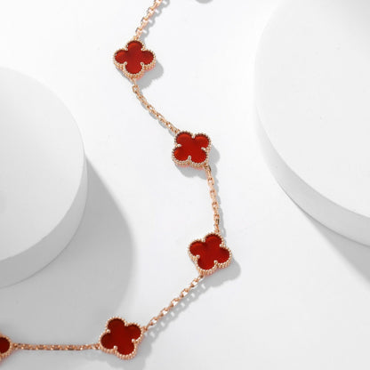 [Rosla]CLOVER 10 MOTIFS CARNELIAN NECKLACE