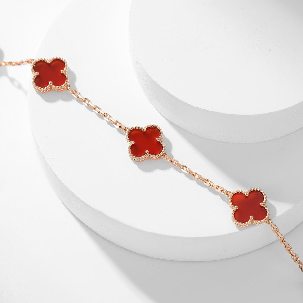 [Rosla]CLOVER 10 MOTIFS CARNELIAN NECKLACE