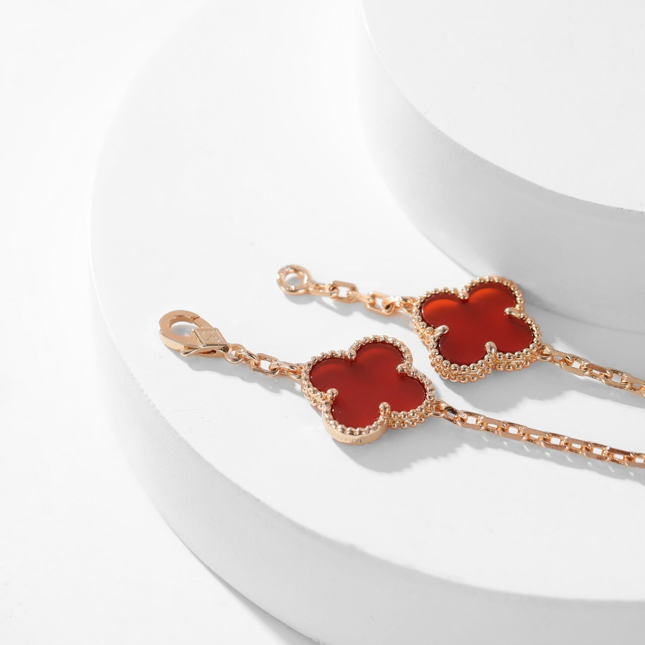 [Rosla]CLOVER 10 MOTIFS CARNELIAN NECKLACE