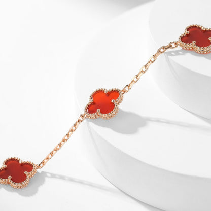 [Rosla]CLOVER 10 MOTIFS CARNELIAN NECKLACE