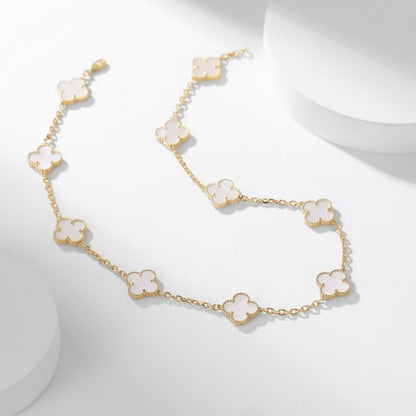 [Rosla]CLOVER 10 MOTIFS WHITE MOTHER OF PEARL NECKLACE