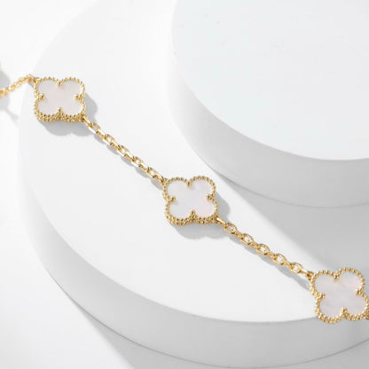 [Rosla]CLOVER 10 MOTIFS WHITE MOTHER OF PEARL NECKLACE