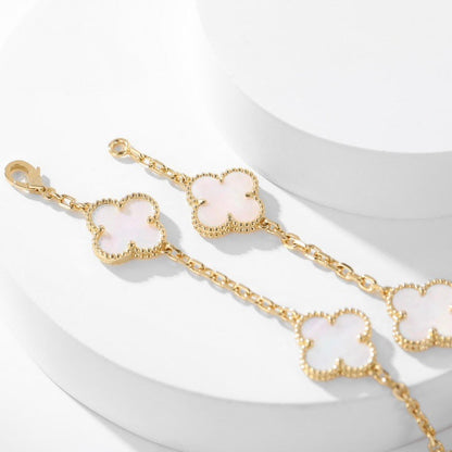 [Rosla]CLOVER 10 MOTIFS WHITE MOTHER OF PEARL NECKLACE