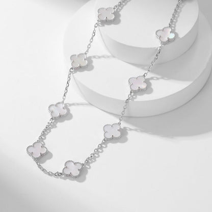 [Rosla]CLOVER 10 MOTIFS WHITE MOTHER OF PEARL NECKLACE