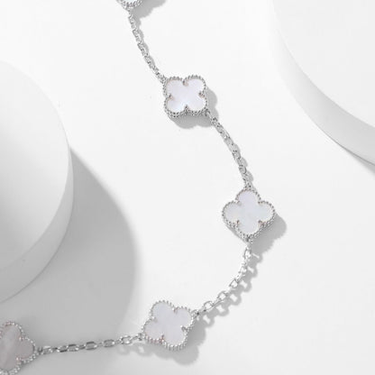 [Rosla]CLOVER 10 MOTIFS WHITE MOTHER OF PEARL NECKLACE