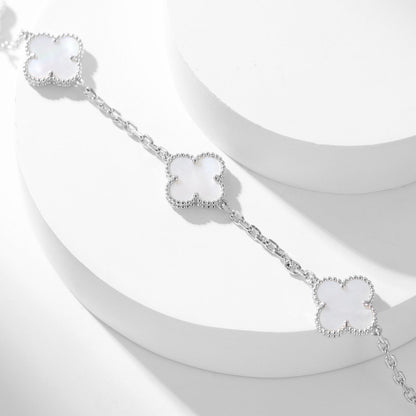 [Rosla]CLOVER 10 MOTIFS WHITE MOTHER OF PEARL NECKLACE