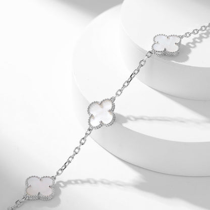 [Rosla]CLOVER 10 MOTIFS WHITE MOTHER OF PEARL NECKLACE