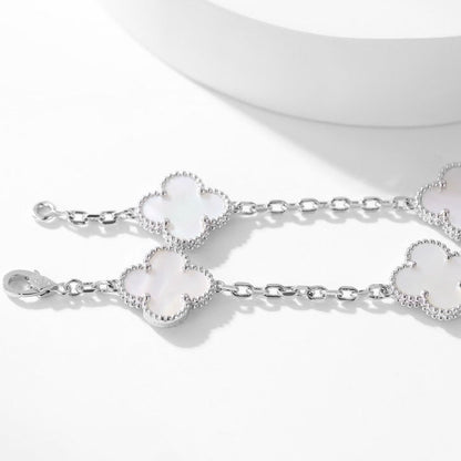 [Rosla]CLOVER 10 MOTIFS WHITE MOTHER OF PEARL NECKLACE