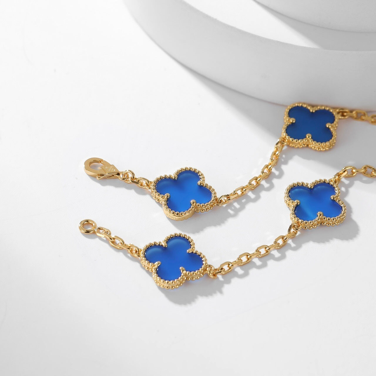 [Rosla]CLOVER 10 MOTIFS BLUE AGATE NECKLACE