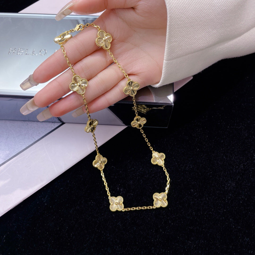 [Rosla]CLOVER 10 MOTIFS LASER NECKLACE