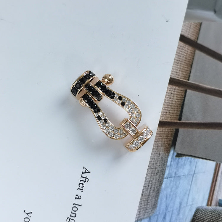 [Rosla]FORCE LARGE HORSESHOE BLACK WHITE DIAMOND BRACELET ROSE GOLD