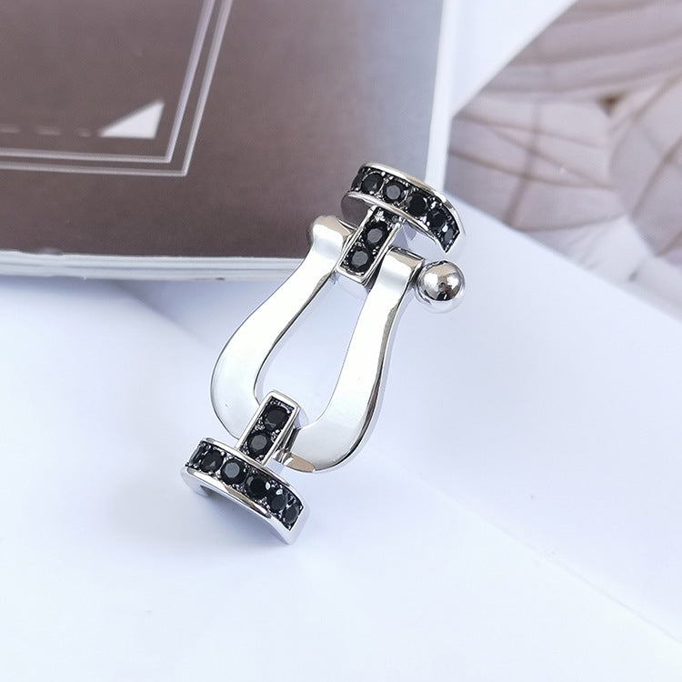 [Rosla]FORCE LARGE HORSESHOE BLACK DIAMOND BRACELET SILVER