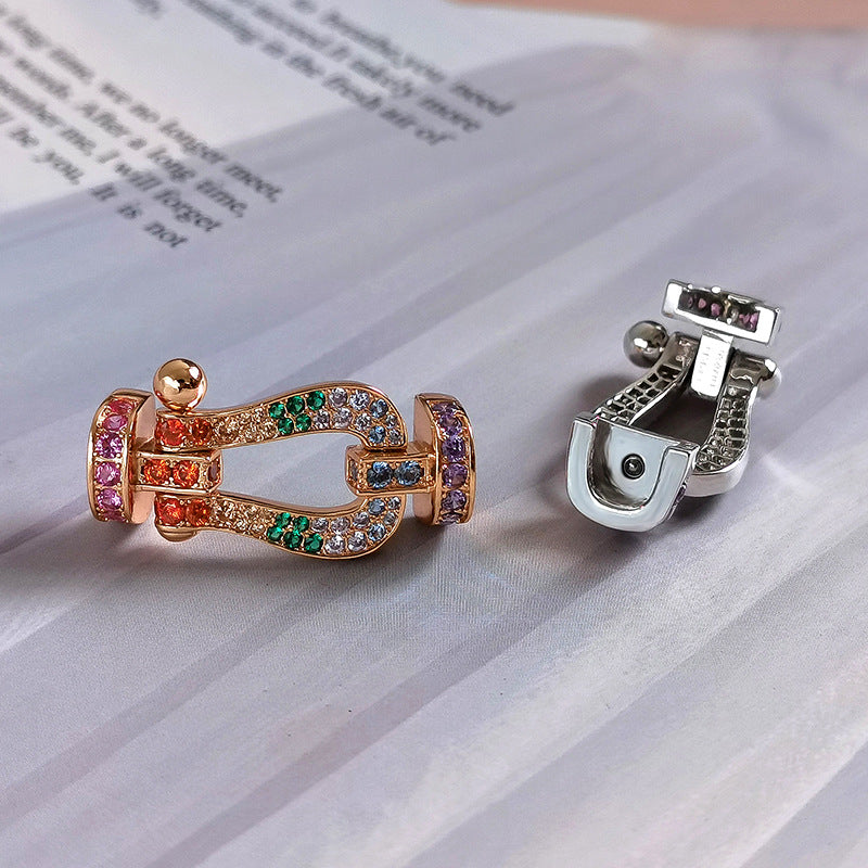 [Rosla]FORC LARGE HORSESHOE  COLORED DIAMOND BRACELET SILVER