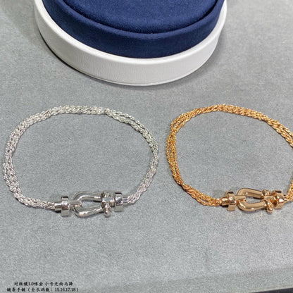 [Rosla]FORCE SMALL HORSESHOE  DIAMOND CHAIN ROPE BRACELET