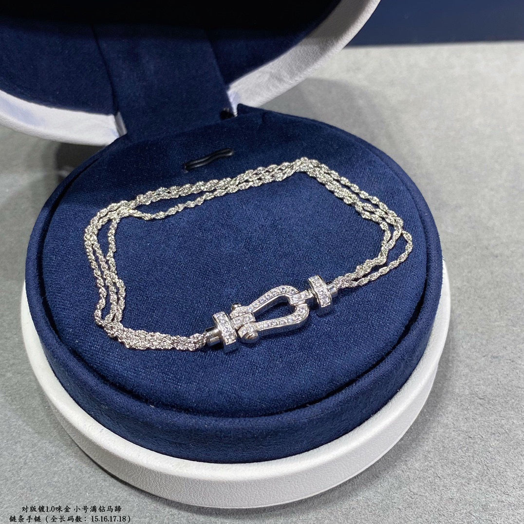 [Rosla]FORCE SMALL HORSESHOE  DIAMOND CHAIN ROPE BRACELET