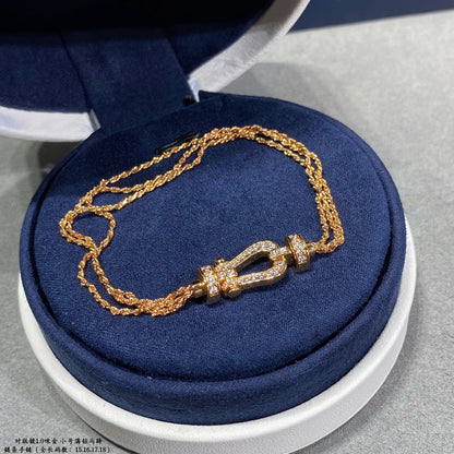 [Rosla]FORCE SMALL HORSESHOE  DIAMOND CHAIN ROPE BRACELET