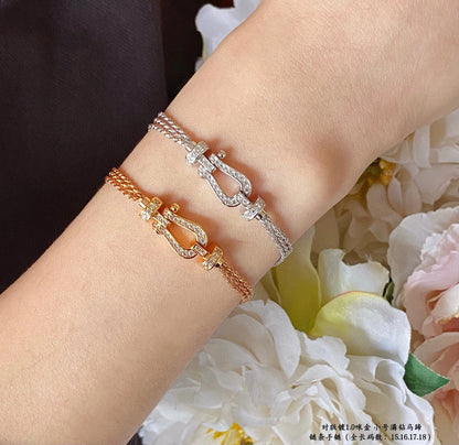 [Rosla]FORCE SMALL HORSESHOE  DIAMOND CHAIN ROPE BRACELET