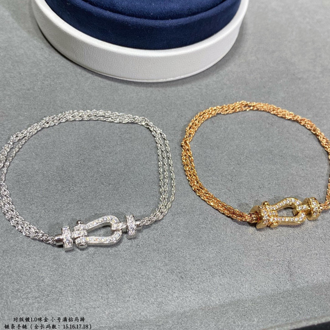 [Rosla]FORCE SMALL HORSESHOE  DIAMOND CHAIN ROPE BRACELET