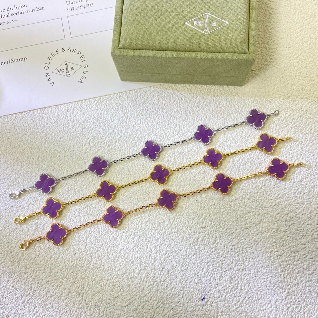 [Rosla]CLOVER  5 MOTIFS  PURPLE VIOLET BRACELET