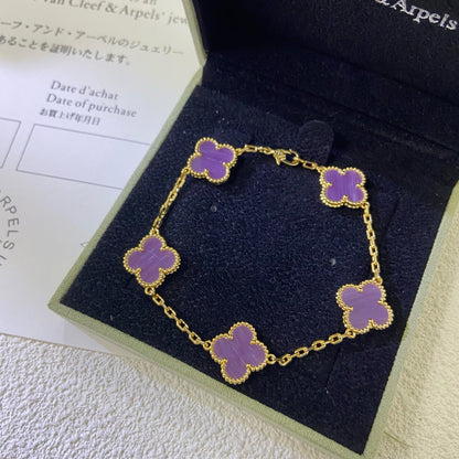 [Rosla]CLOVER  5 MOTIFS  PURPLE VIOLET BRACELET