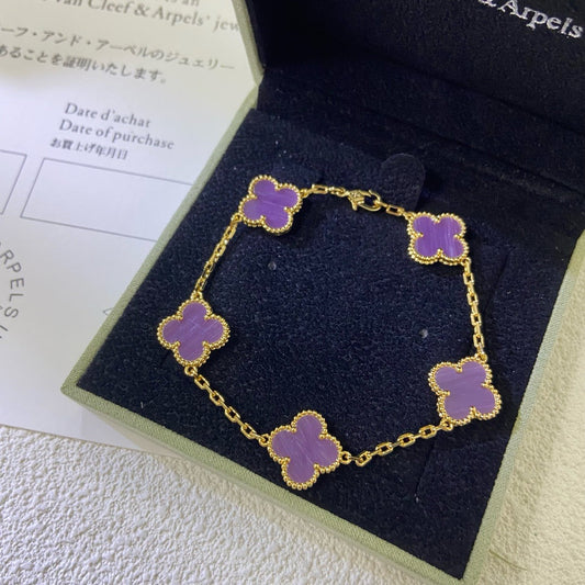 [Rosla]CLOVER  5 MOTIFS  PURPLE VIOLET BRACELET