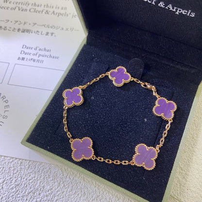 [Rosla]CLOVER  5 MOTIFS  PURPLE VIOLET BRACELET