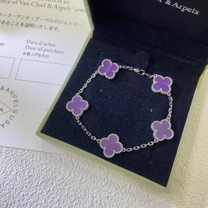 [Rosla]CLOVER  5 MOTIFS  PURPLE VIOLET BRACELET