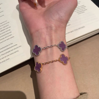 [Rosla]CLOVER  5 MOTIFS  PURPLE VIOLET BRACELET