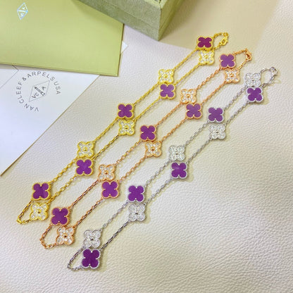 [Rosla]CLOVER 10 MOTIFS  PURPLE VIOLET DIAMOND NECKLACE