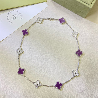 [Rosla]CLOVER 10 MOTIFS  PURPLE VIOLET DIAMOND NECKLACE